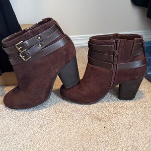 Torrid Chocolate Ankle Booties with Buckle Straps